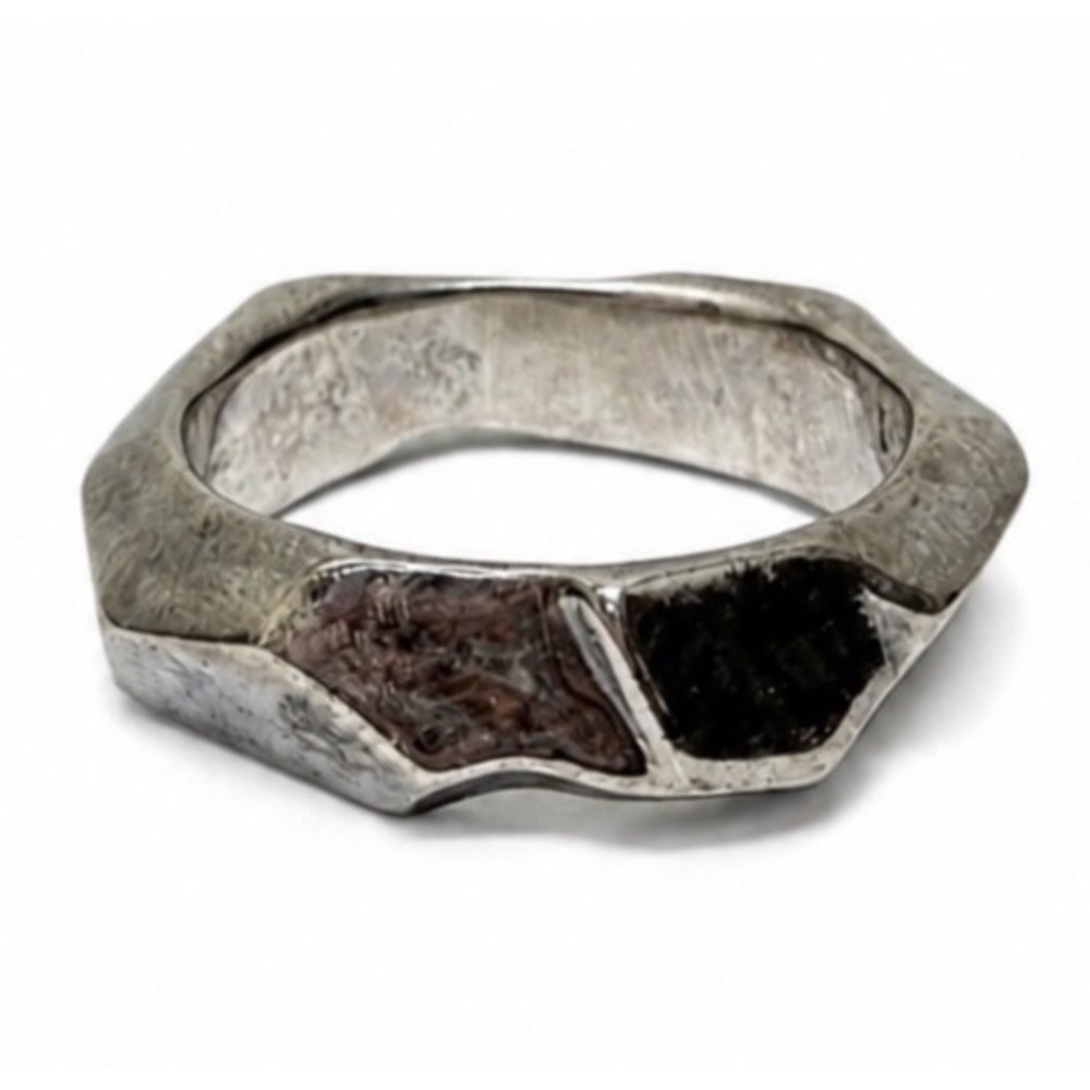 Vintage Navajo Sterling Silver 925 Geometric Faceted Bangle Bracelet